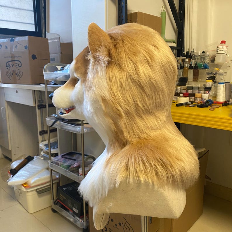 Realistic Shiba Inu Head Mask, Movable Jaw Cute Beast Mask for Cosplay ...