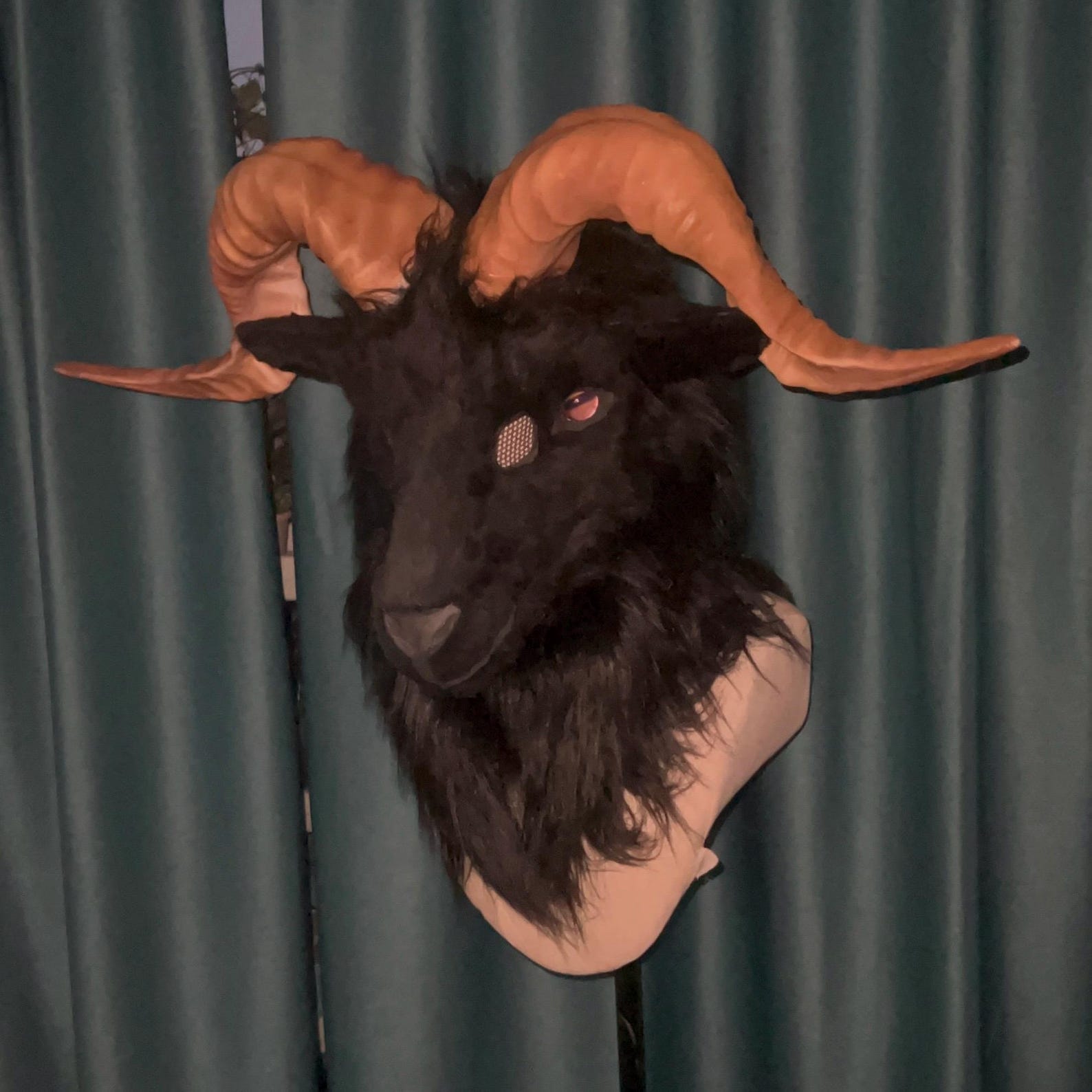Gothic Goat Realistic Black Ram Mask, Baphomet Goat Headpiece, Gothic Satyr Cosplay ...