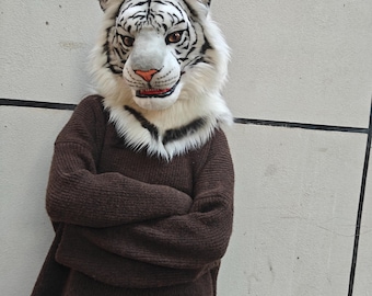 Realistic Tiger Head Mask – Ultra-Lifelike Plush Fursuit Head, Handmade Animal Costume Helmet for furry  Cosplay & Dress-Up