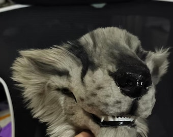 Realistic Wolf Mask, Faux Fur Fursuit Head for Therian Gear and Furry Cosplay