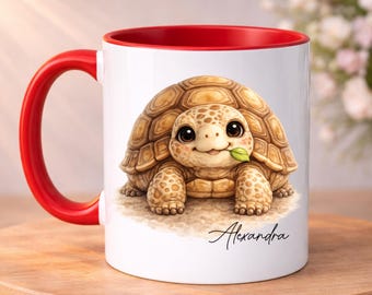 PERSONALISED Tortoise Mug, Tortoise Gift, Custom Name Coffee Mugs, Gift for her, Cute Tortoises