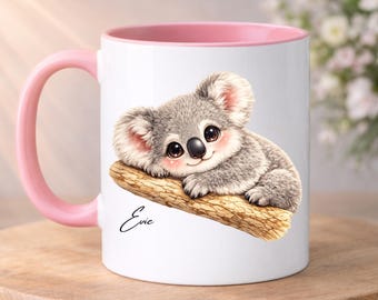 PERSONALISED Koala Mug, Cute Koala Mugs, Watercolour Painting of Koala, Custom Name, Gift For Her, Koala Gifts