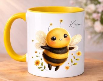 PERSONALISED Bee Mug, Pretty Bumble Bee Coffee Cup, Gift for Her, Colourful Bee Mug, Gift for her, Gift for Sister, Daughter, Niece, Mum