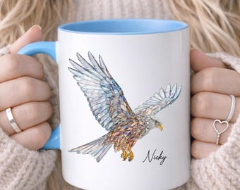 PERSONALISED Red Kite Mug, Bird of Prey Mug, Crystal Red Kite, Custom Name, Gift For Her