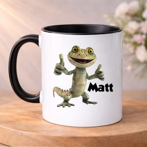 PERSONALISIERTE Gecko-Tasse, individueller Name, Eidechsengeschenk, Geschenk für ihn, Fun Lizard Mug