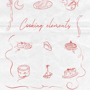 Imágenes prediseñadas de comida navideña, ilustración de cocina festiva (descarga digital PNG, PDF)