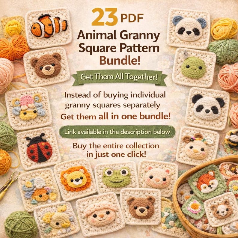 Lion Granny Square Crochet Pattern PDF | Animal Block - Etsy Australia
