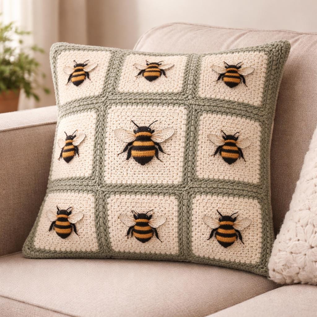 Bee Granny Square Crochet Pattern PDF | Bumblebee Block - Etsy