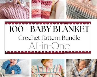 100+ pdf-patronen voor babydeken, gehaakte patroonbundel, getextureerde filet Afghaanse ontwerpen