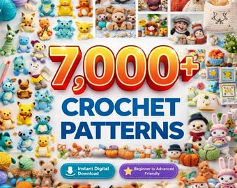 Crochet Patterns Bundle, 7000+ Amigurumi Patterns, Toys, Dolls, Animals, PDF Download