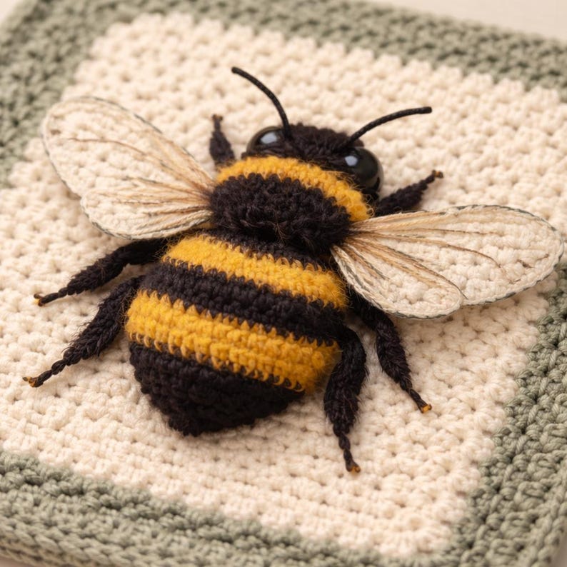 Bee Granny Square Crochet Pattern PDF | Bumblebee Block - Etsy UK