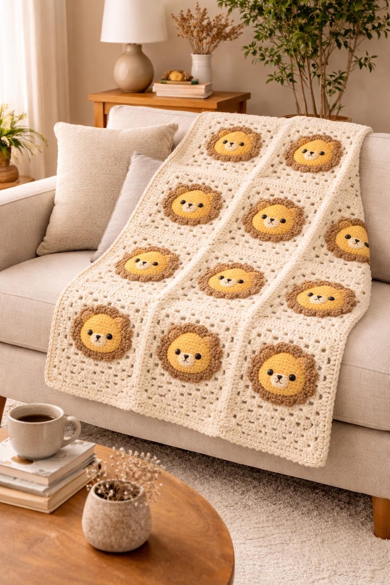 Lion Granny Square Crochet Pattern PDF | Animal Block - Etsy Canada