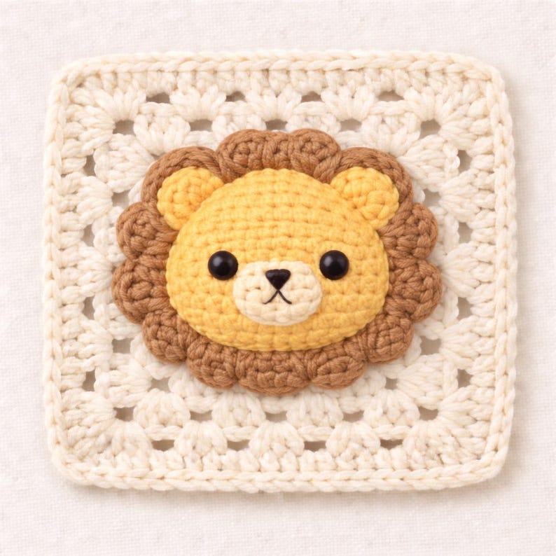Lion Granny Square Crochet Pattern PDF | Animal Block - Etsy Canada