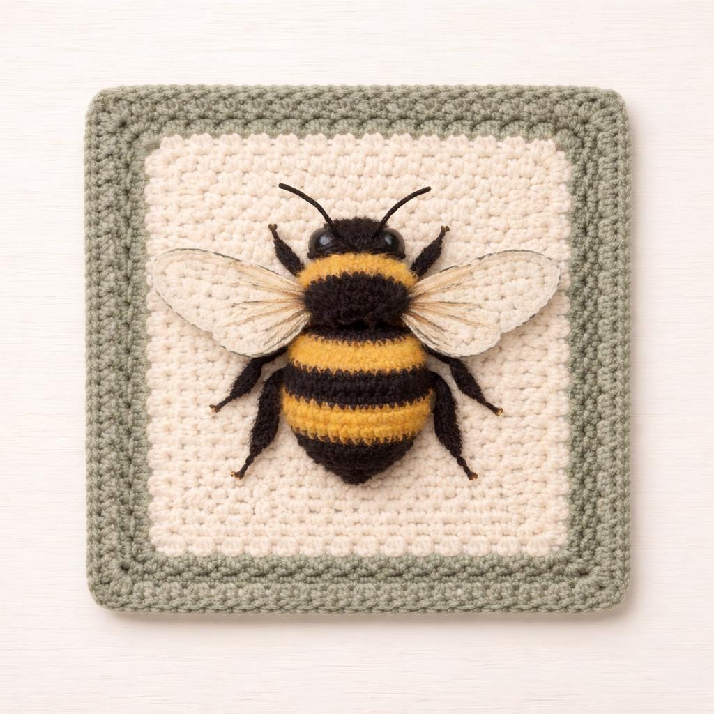 Bee Granny Square Crochet Pattern PDF | Bumblebee Block - Etsy