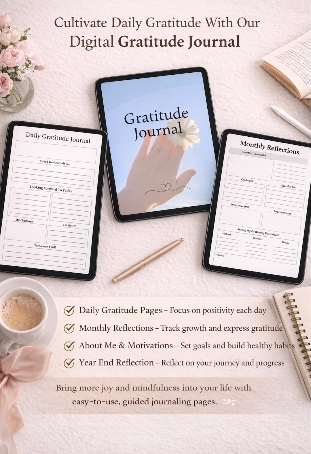 Daily Gratitude Journal: Guided Prompts for Mindfulness (digital ...