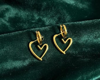 Gouden en zilveren hartoorbellen | Roestvrij staal | Hypoallergeen, aanslagbestendig, minimalistisch