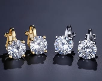 Gouden en zilveren klemoorbellen met CZ – Sprankelende niet-doorboorde stekers