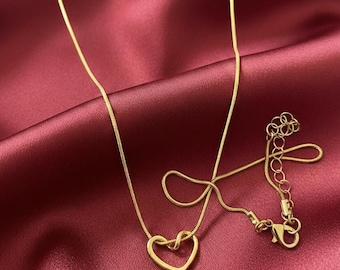 Gouden harthangerketting, minimalistische sierlijke alledaagse sieraden, cadeau voor haar