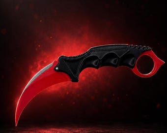 CS2-propp röd Karambit | 9 färger | Anpassad storlek | Smidig design | Spelpresent | Cosplay | Visningskonst
