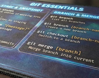 Git Cheat Sheet Desk Mat, Linux Terminal Commands Mousepad, Programmer Productivity Gift, XL Non-Slip Coding Pad, Computer Science Decor