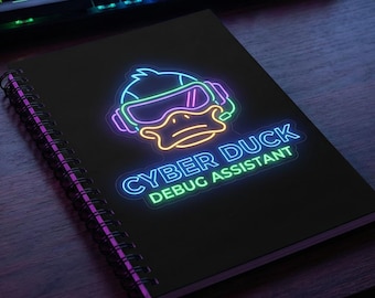 Cyber Duck Debugging Notebook, Ruled Spiral Journal, Funny Programmer Gift, Rubber Duck Coding Diary, CS Student Office, Software Engineer