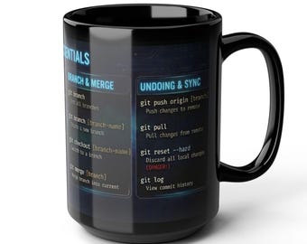 Mug avec aide-mémoire Git, Tasse à café Coding Command, Cadeau pour programmeur, Syntaxe Git Help, Aide financière aux étudiants en informatique, Développeur Web, Linux