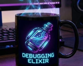 Debugging Elixir Mug, Funny Programmer Gift, Cyberpunk Coffee Cup, Coding Humor, Software Engineer Present, Gamer Potion, CS Student