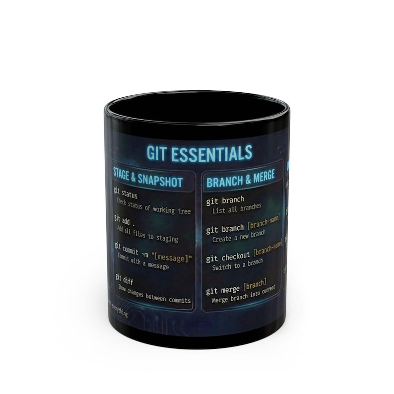 Git Cheat Sheet Mug, Coding Command Coffee Cup, Programmer Gift, Git Help Syntax, Computer Science Student Aid, Web Developer, Linux image 6