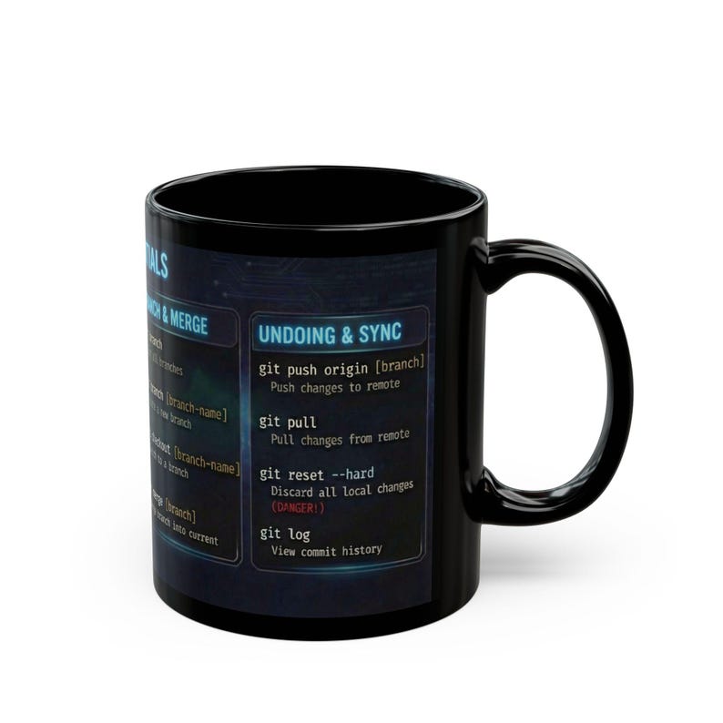 Git Cheat Sheet Mug, Coding Command Coffee Cup, Programmer Gift, Git Help Syntax, Computer Science Student Aid, Web Developer, Linux image 3