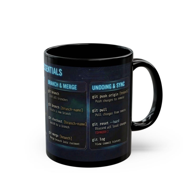 Git Cheat Sheet Mug, Coding Command Coffee Cup, Programmer Gift, Git Help Syntax, Computer Science Student Aid, Web Developer, Linux image 8