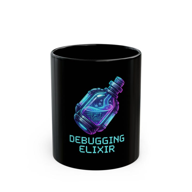 Debugging Elixir Mug, Funny Programmer Gift, Cyberpunk Coffee Cup, Coding Humor, Software Engineer Present, Gamer Potion, CS Student image 4