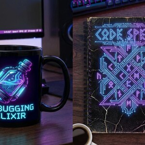 Debugging Elixir Mug, Funny Programmer Gift, Cyberpunk Coffee Cup, Coding Humor, Software Engineer Present, Gamer Potion, CS Student image 3