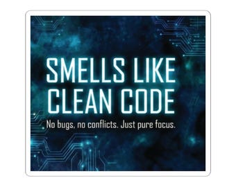 Smells Like Clean Code Sticker, Funny Programmer Decal, Coding Humor Gift, Developer Water Bottle Sticker, Software Engineer Joke, Vinyl