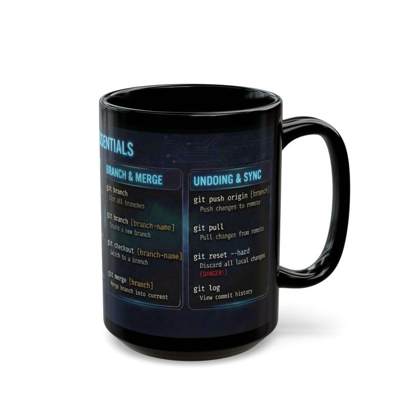 Git Cheat Sheet Mug, Coding Command Coffee Cup, Programmer Gift, Git Help Syntax, Computer Science Student Aid, Web Developer, Linux image 13