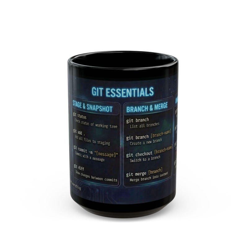Git Cheat Sheet Mug, Coding Command Coffee Cup, Programmer Gift, Git Help Syntax, Computer Science Student Aid, Web Developer, Linux image 11