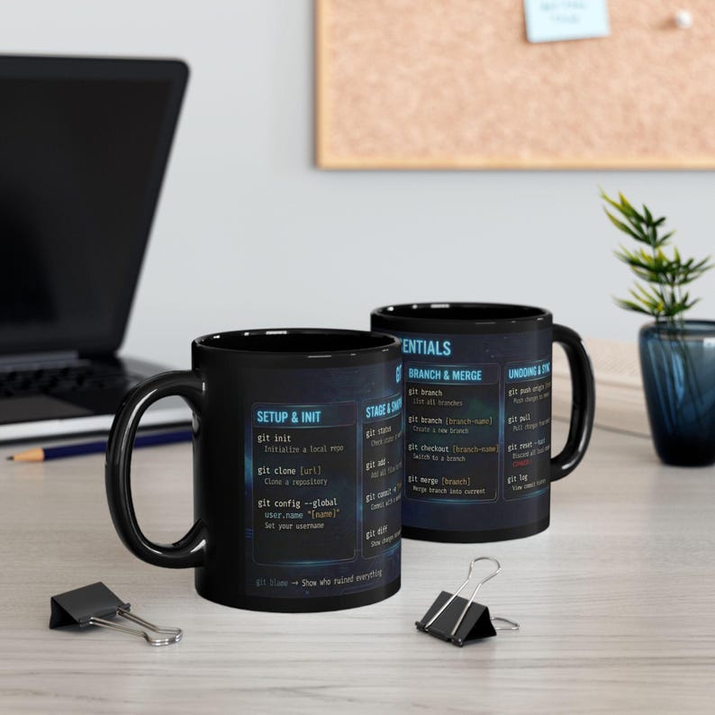 Git Cheat Sheet Mug, Coding Command Coffee Cup, Programmer Gift, Git Help Syntax, Computer Science Student Aid, Web Developer, Linux image 5
