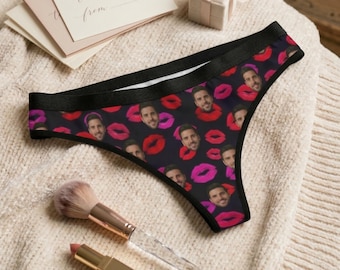 Custom Thong, Personalized Panties for Women, Sexy Anniversary Gift for Husband, Funny Boyfriend Gift, Custom Photo Underwear Lingerie