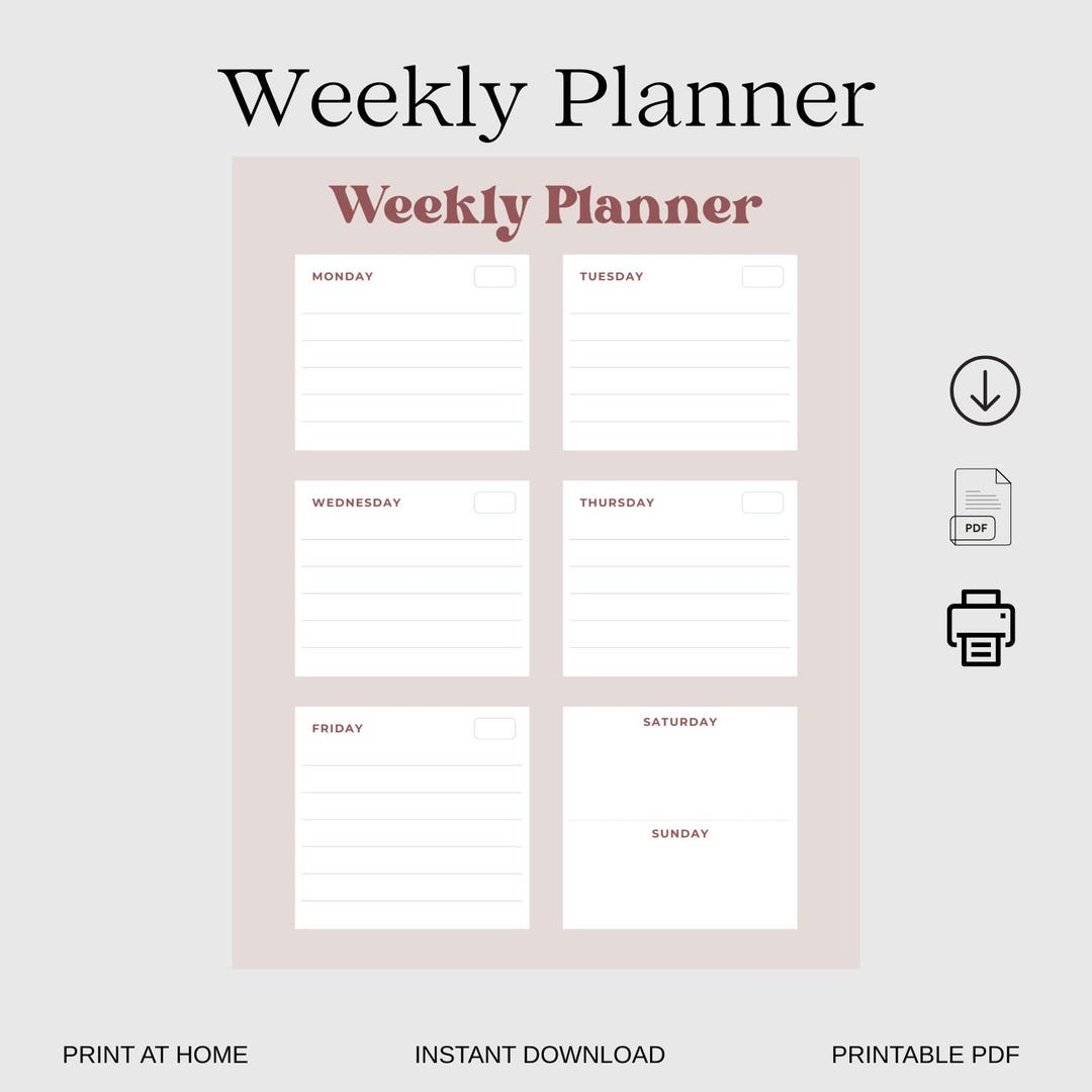 Pastel Simple Weekly Schedule Planner Minimalist Printable Template: To ...