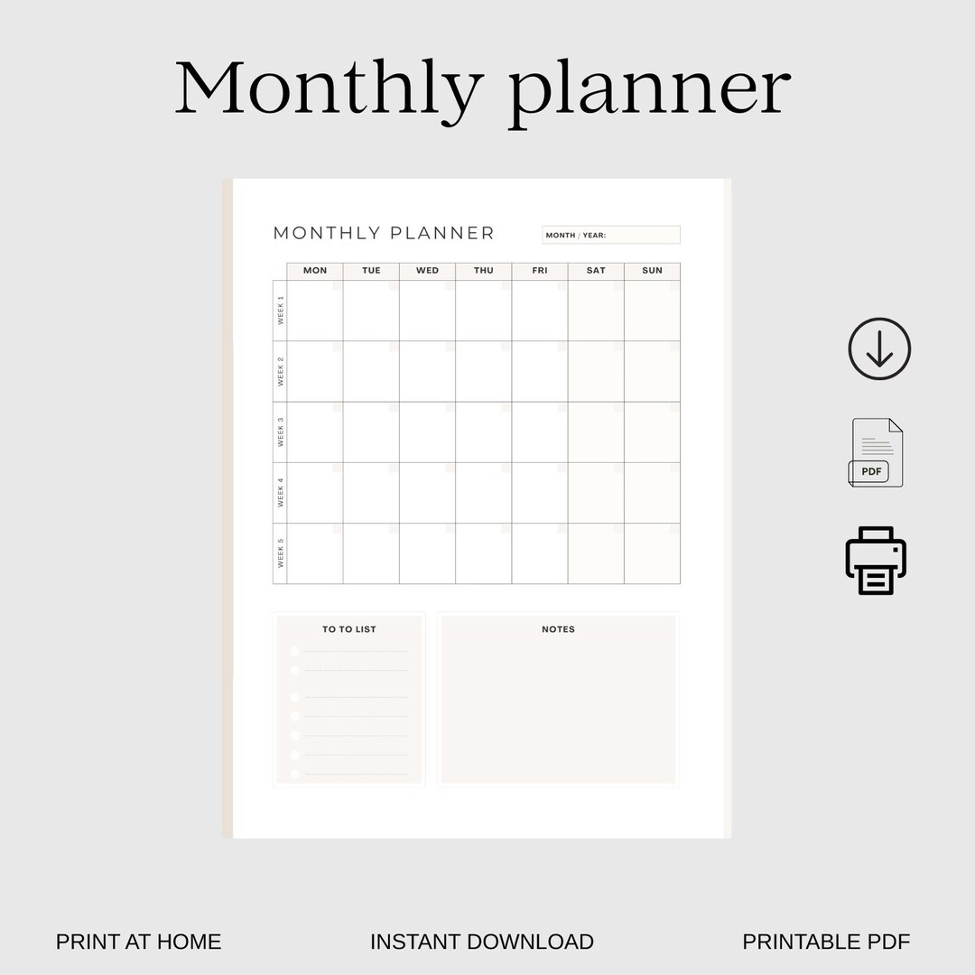 Beige and White Simple Monthly Planner Template Universal: To-do List