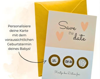 Rubbelkarte / Schwangerschaft verkünden / Save the Date Postkarte zum selbst Beschriften mit Baby Geburtsdatum / Überraschung