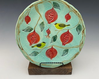 Goldfinch & Pomegranate decorative plate