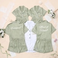 Personalized Bridesmaid Pajamas,\u00a0Matching Bridesmaid Pjs Green, Bridal Pajamas,\u00a0Bachelorette Party Gifts product logo