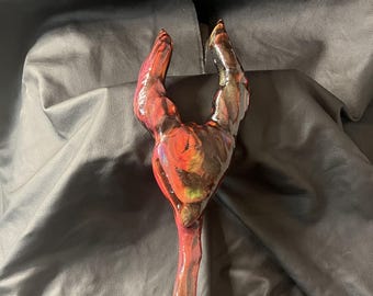 Horned Beast Scepter BDSM Paddle – Rainbow Sparkle Resin-Coated Impact Toy – Extra Large Fantasy Spanking Paddle – 25” Handmade Kink Gear