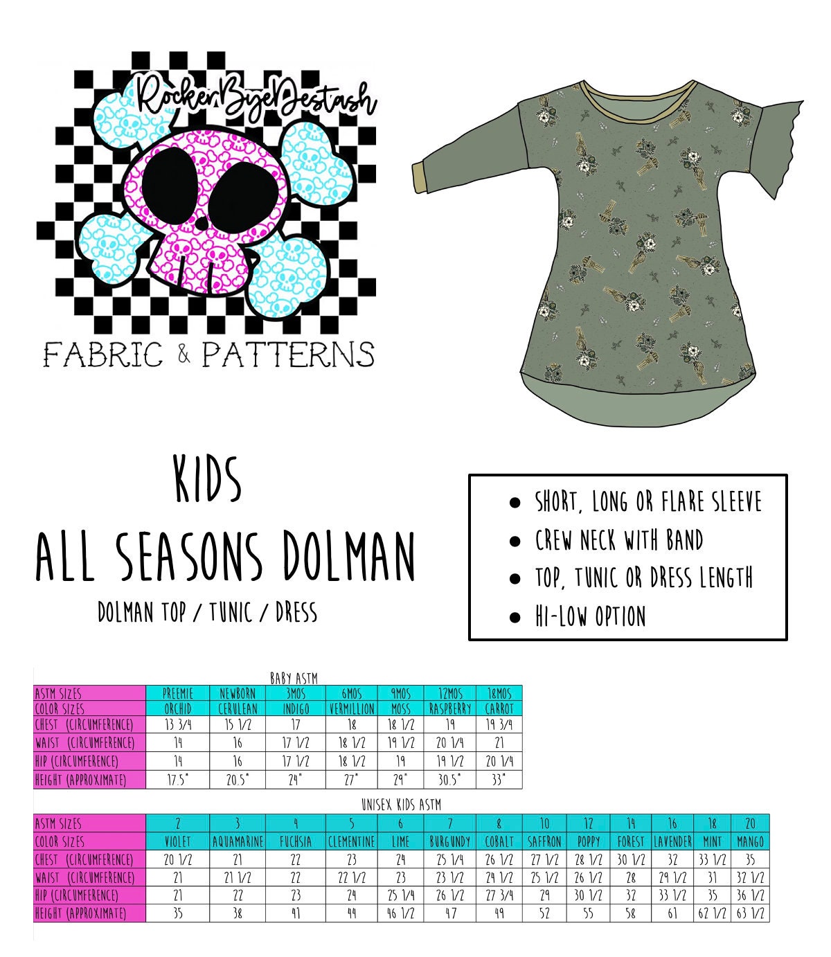 Kids All Seasons Dolman - Top, Tunic, Dress & Hi-low
