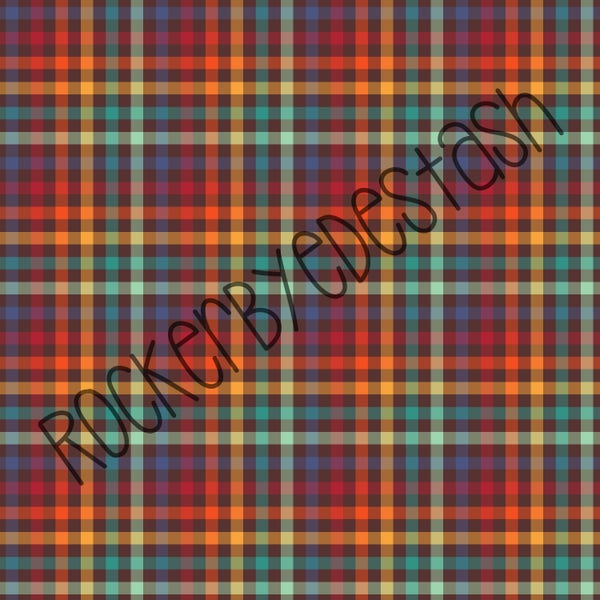 Cotton Lycra RETAIL 1 YARD CUTS Plain Fall Plaid with no characters