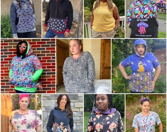 Adult Unisex Candy Pocket Tee - Digital PDF Pattern Hoodie short long sleeve tank colorblocked pocket