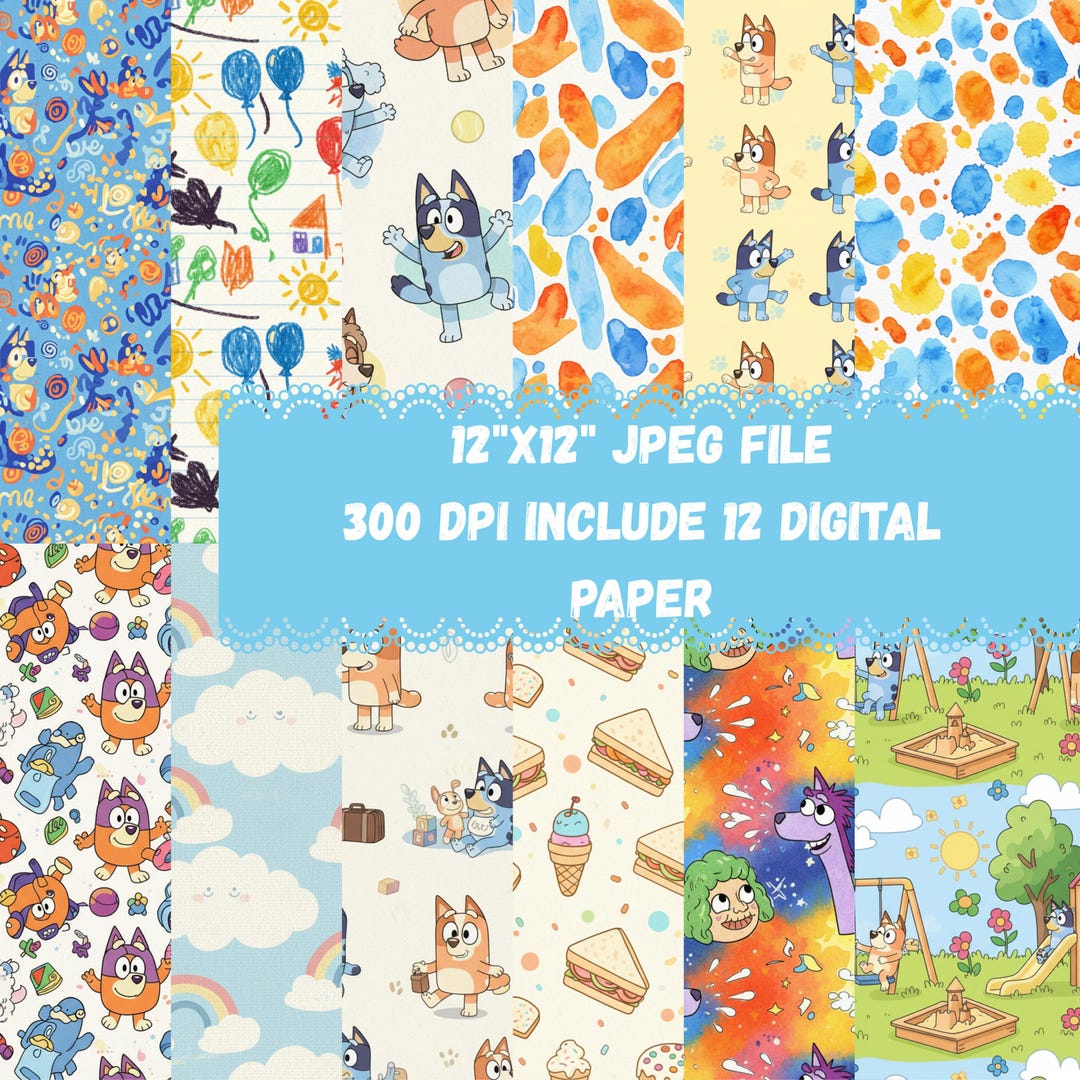 Bluey and Bingo Digital Paper Bundle 12