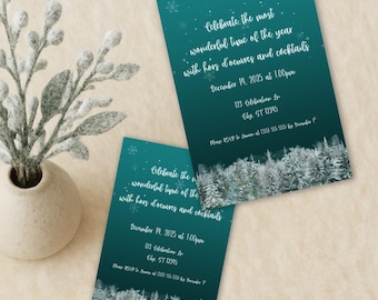 Weihnachtsfeier-Einladung: Winter Urlaub, digitaler Download