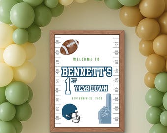 Fußball 1. Geburtstag Willkommensschild, anpassbares Poster (digitaler Download)