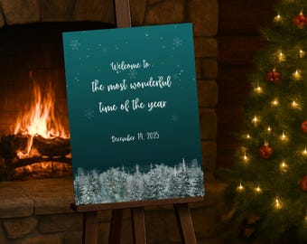 "Weihnachtsparty Willkommensschild, ""Winter Wonderland"" Anpassbares Poster (Digitaler Download)"